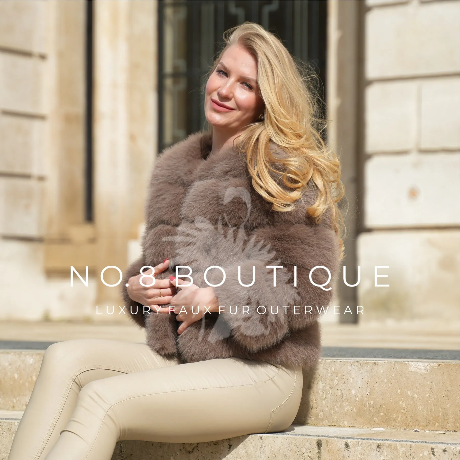 Mocha Classic 5 Row Faux Fur Jacket