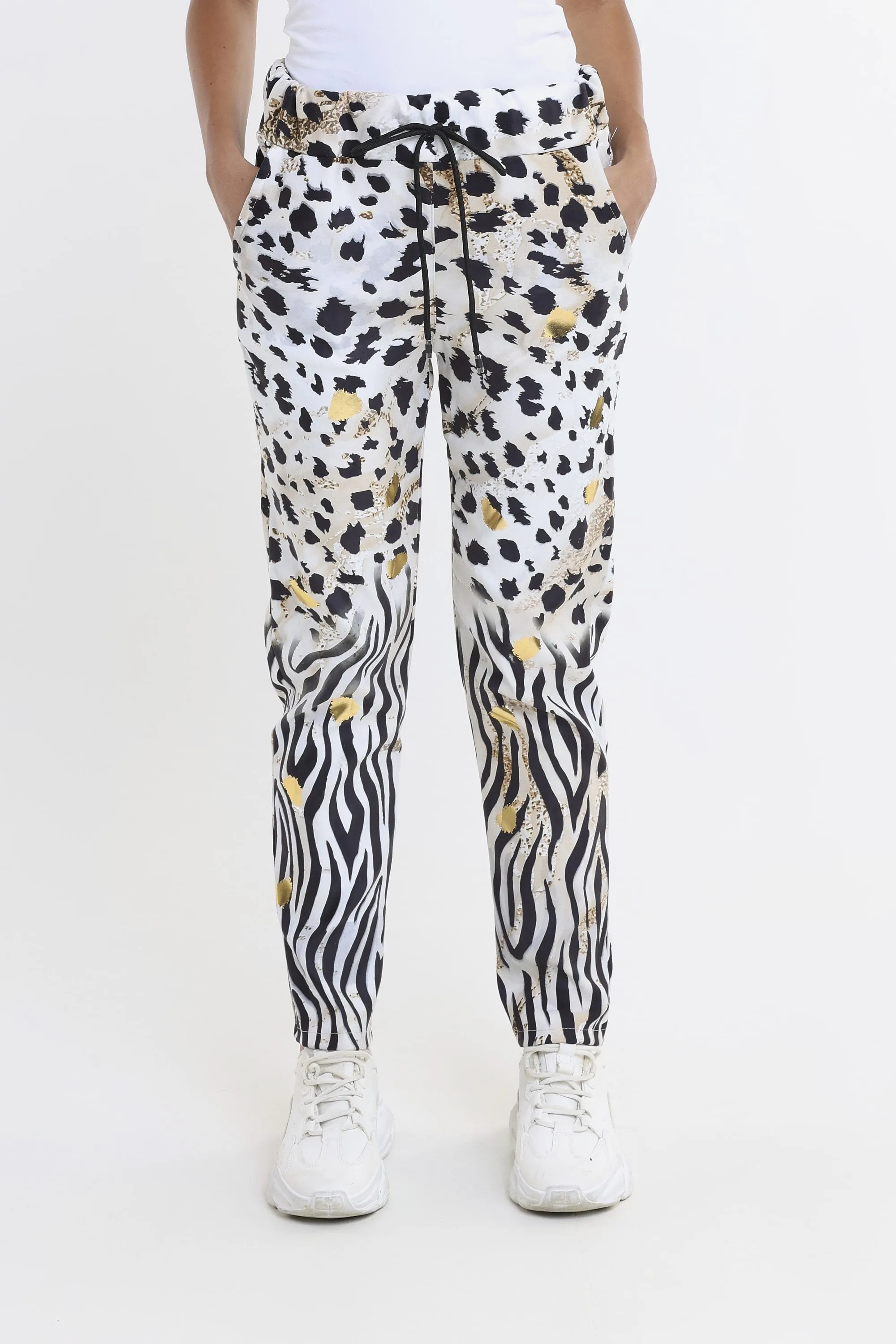 Multi Leopard Sonya Sueded Drawstring Pant (PL610M)