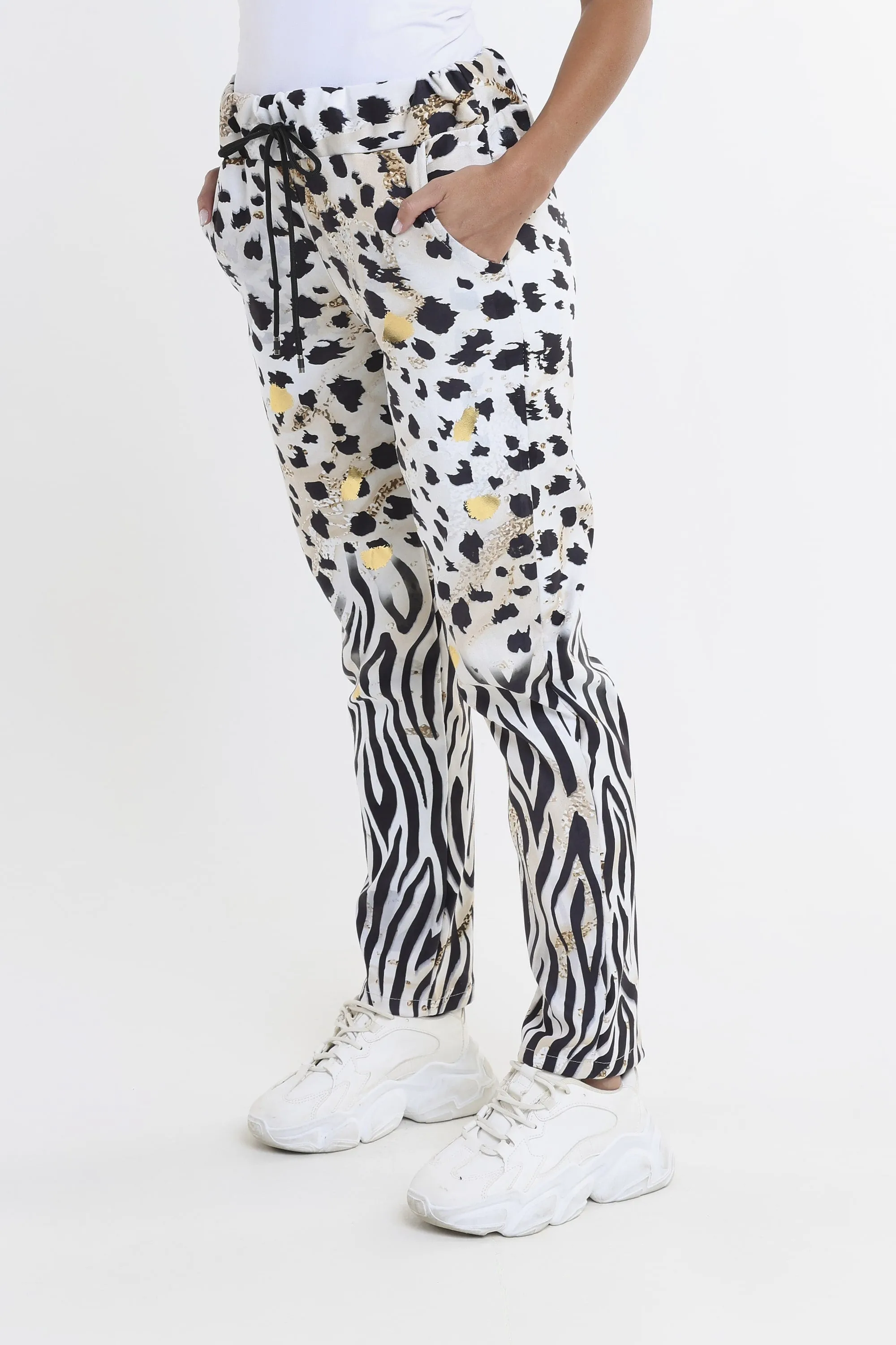 Multi Leopard Sonya Sueded Drawstring Pant (PL610M)