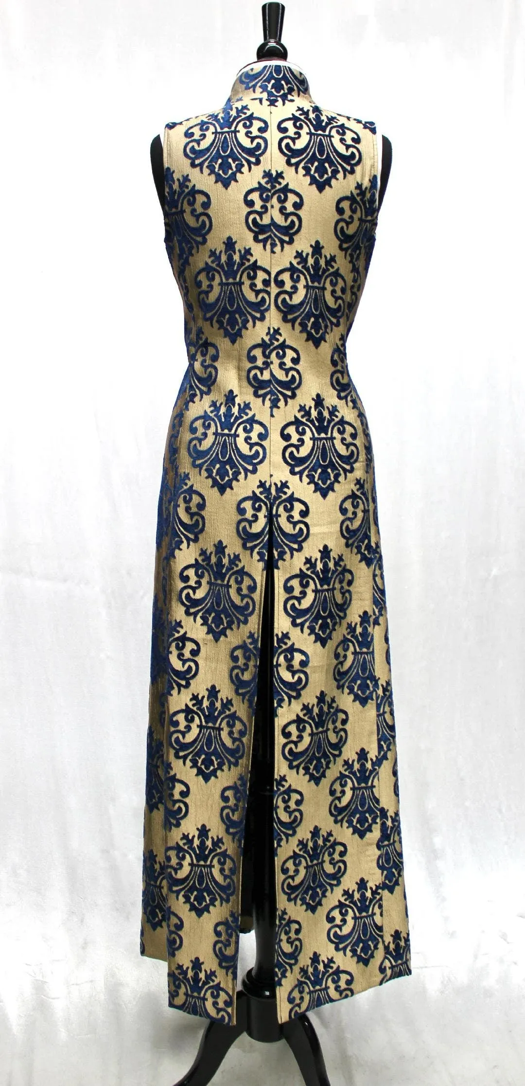 NECROMANTIC COAT/VEST - GOLD with BLUE VELVET BROCADE