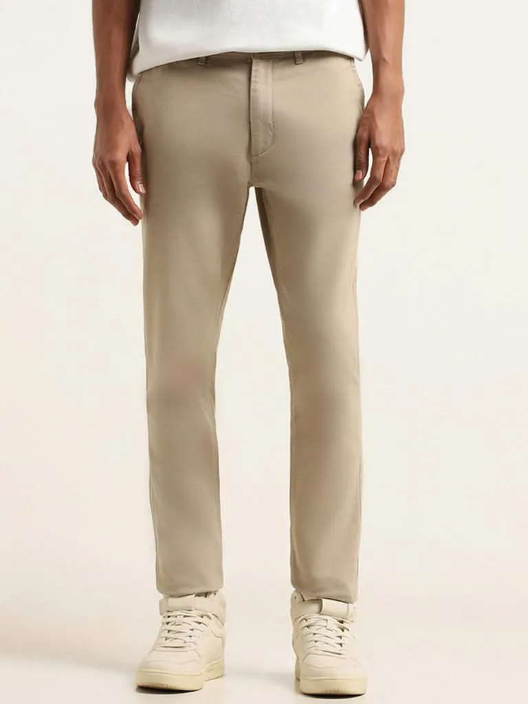 Nuon Beige Relaxed - Fit Mid - Rise Jeans