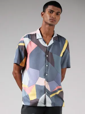 Nuon Grey Abstract Relaxed-Fit Shirt