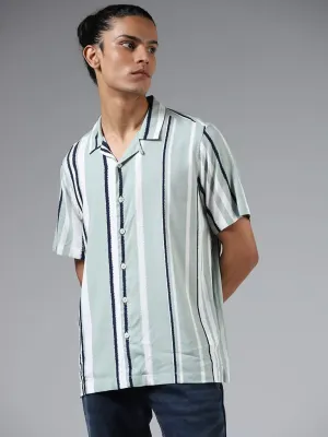 Nuon Sage Striped Relaxed-Fit Shirt