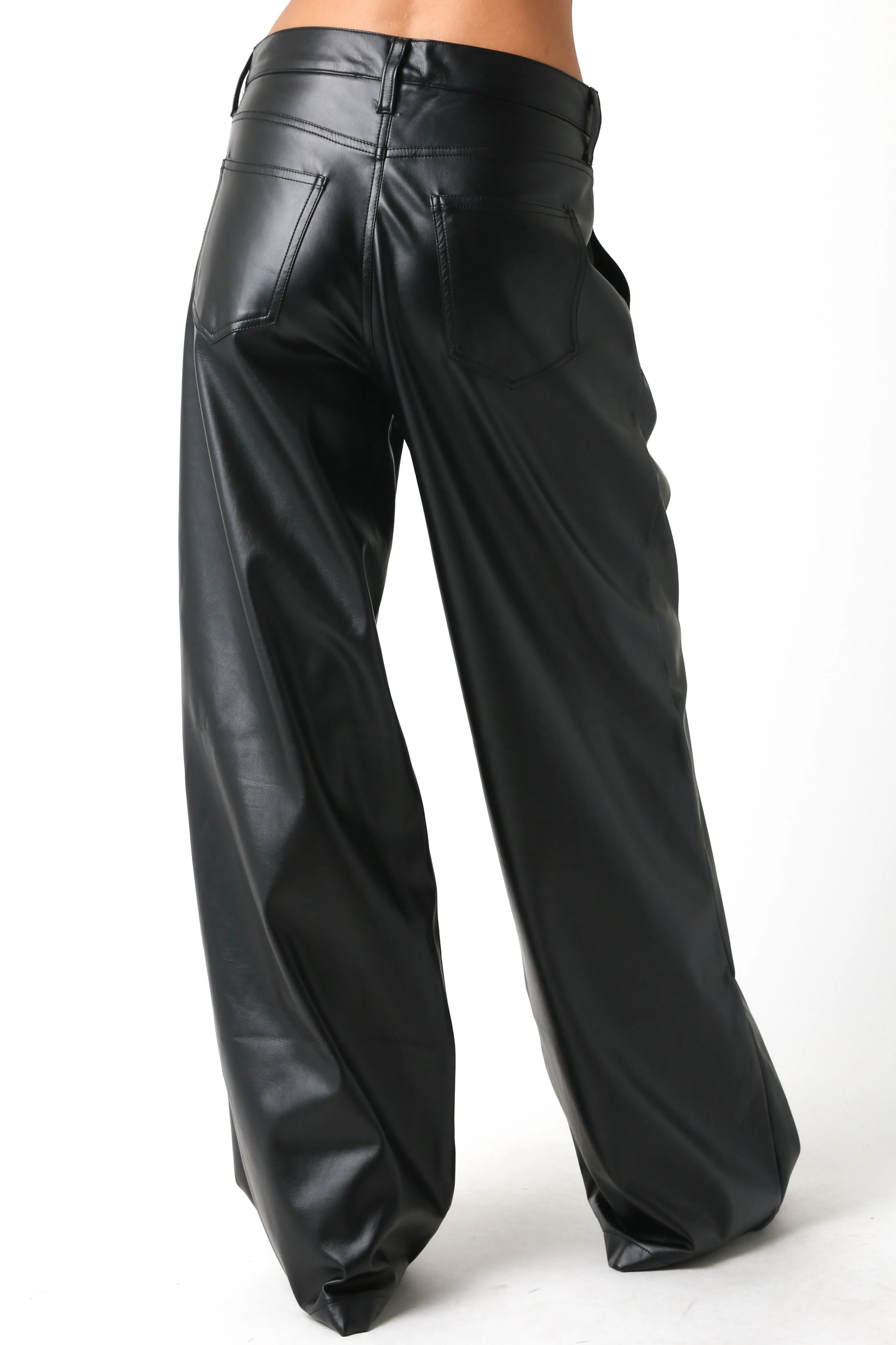 Olivaceous Stacy Vegan Leather Pants