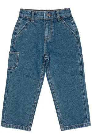 ORGANIC POCKET JEANS, WIDE FIT - INDIGO BLUE WASHED