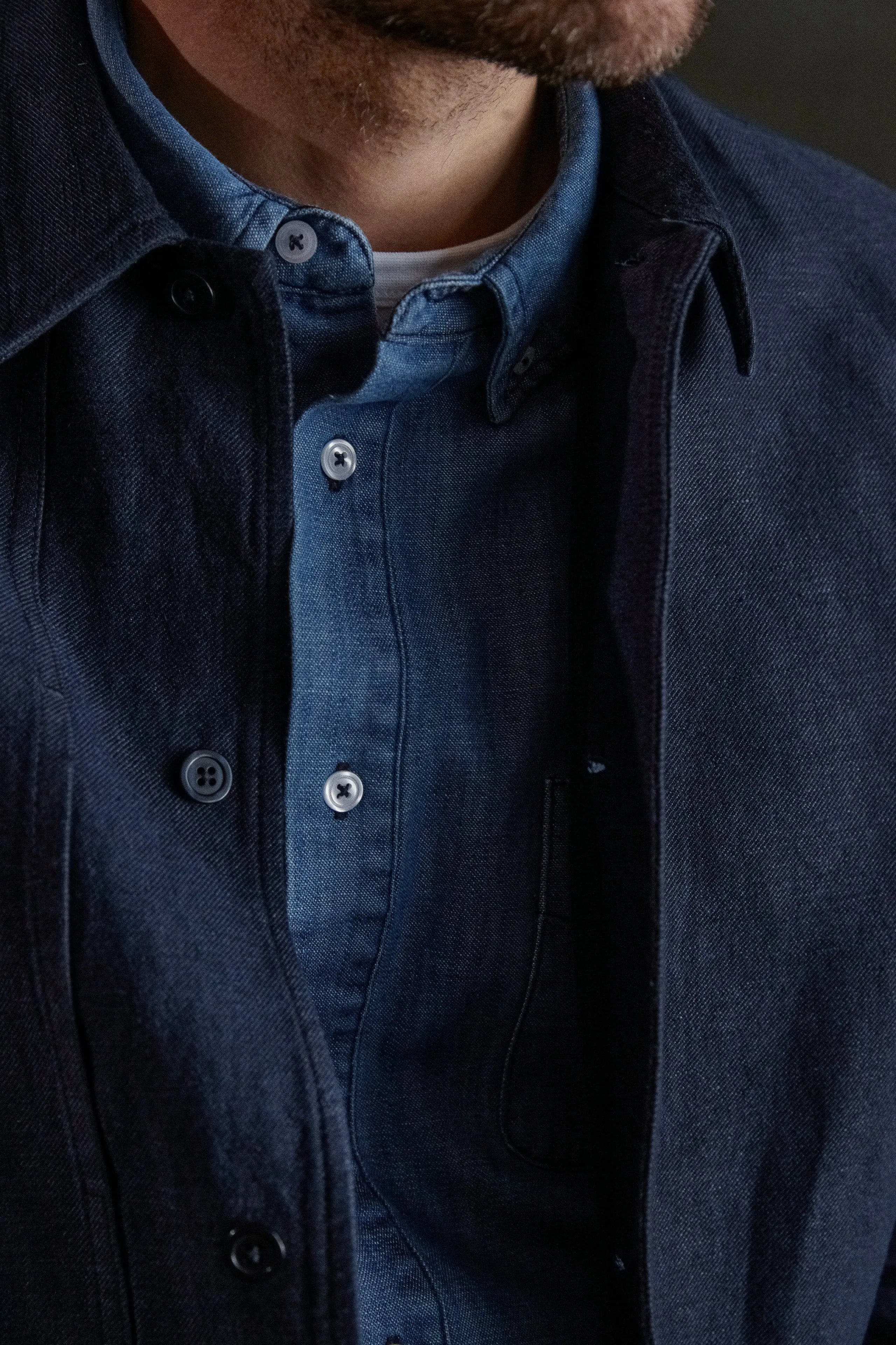 OWE overshirt winter linen navy