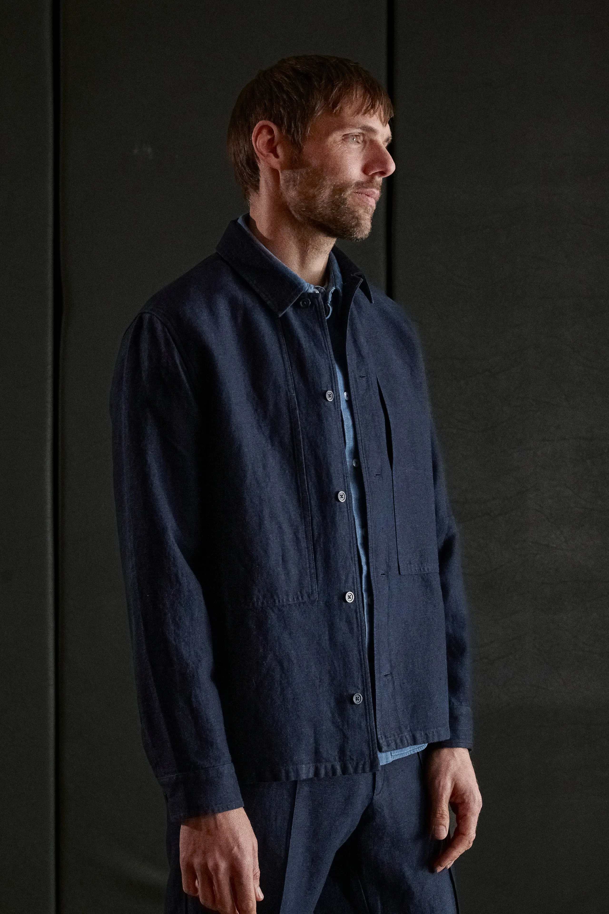 OWE overshirt winter linen navy