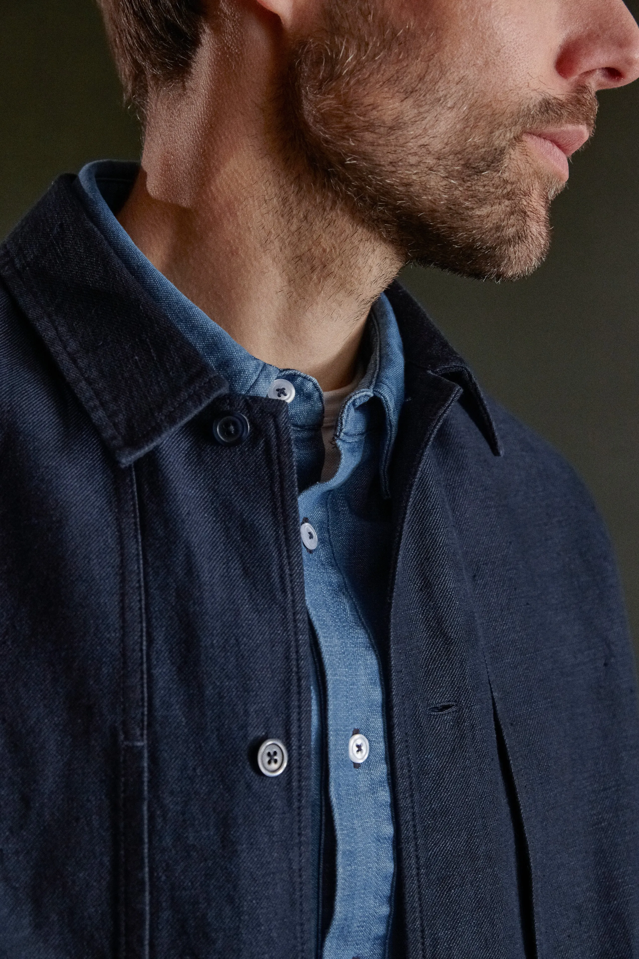 OWE overshirt winter linen navy