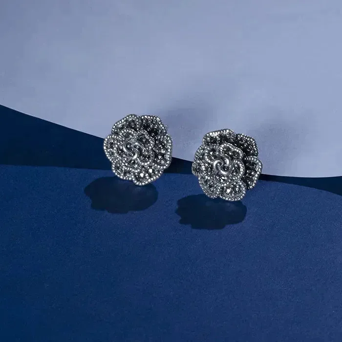 Oxidized Floral Studs