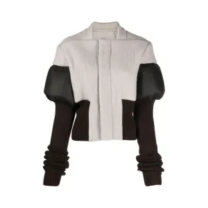 Pre Order:  Puff Sleeves Spliced Knit Jacket