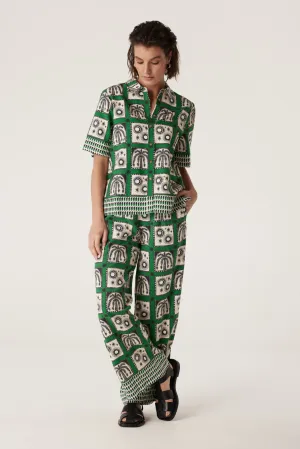 Raffles Pants - Green Print