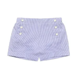 Sailor Button Shorts Navy Seersucker Stripe