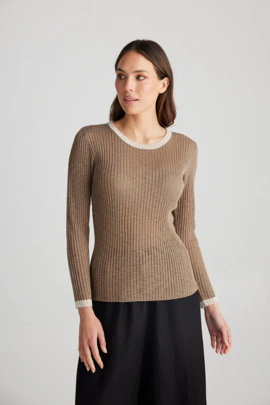 Shanty Saturn Long Sleeve Top Taupe