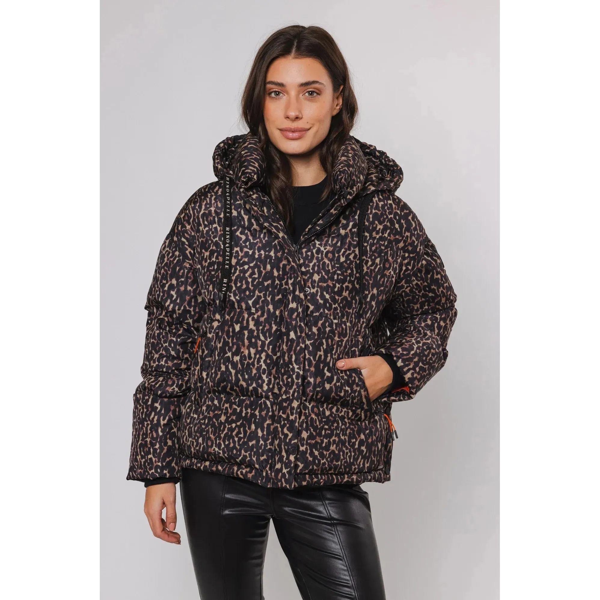 Sunn Short Padded Jacket With Hood Leopard