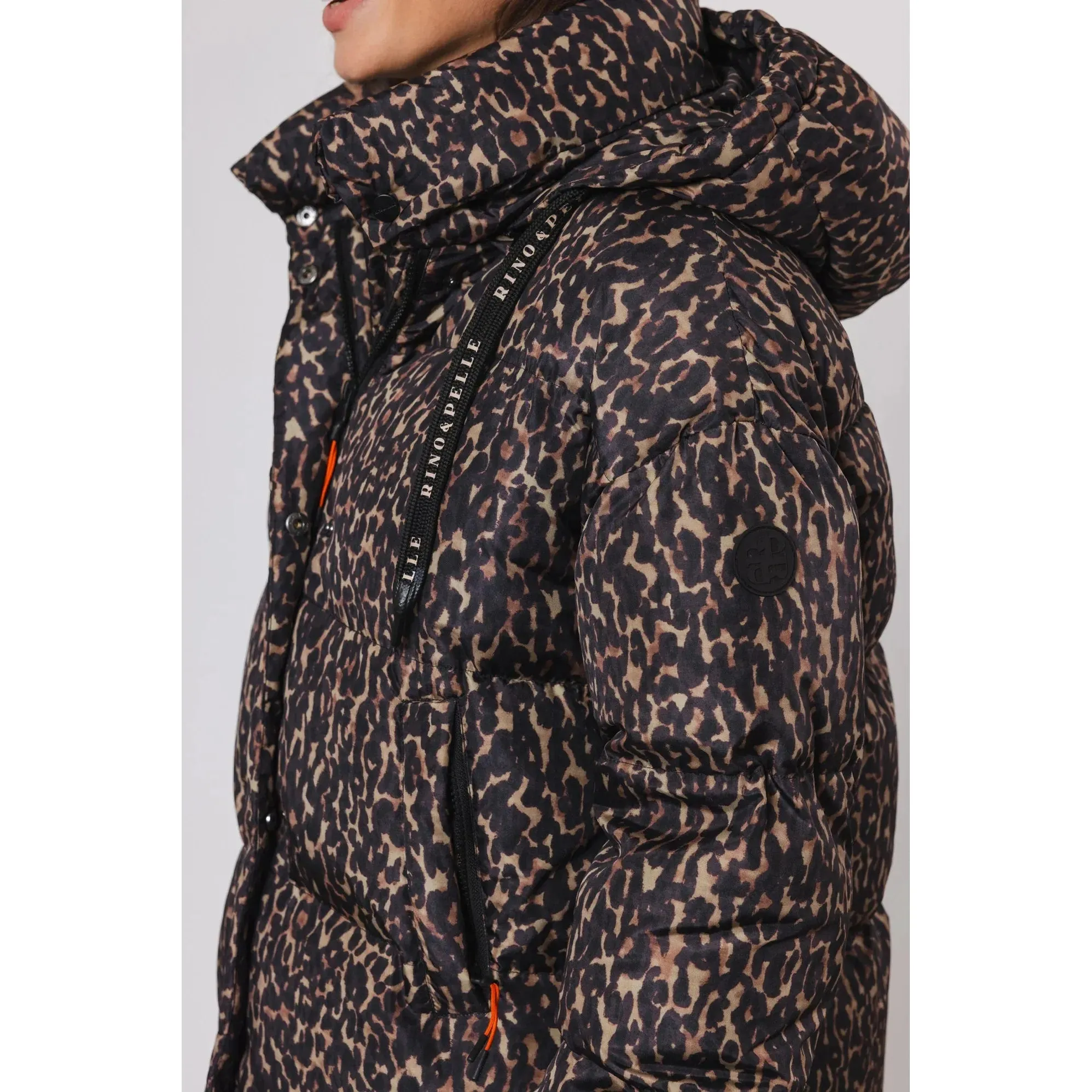 Sunn Short Padded Jacket With Hood Leopard