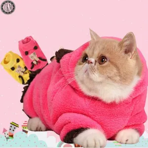 TKM Cat Clothes Warmly Coral Velvet Festival Kit Cat Coat Puppy Dog Suit Clothing Outdoor Party Clothes For Cat TMPC011