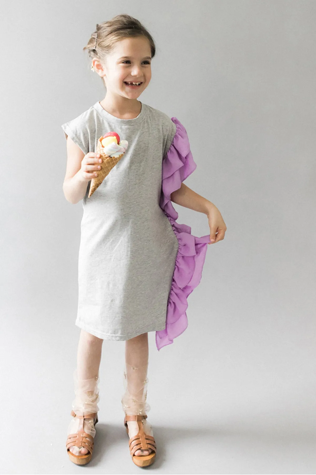 Vierra Rose Rosella Girls Dress - Lavender Chambray