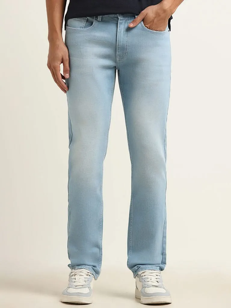 WES Casuals Light Blue Relaxed Fit Mid Rise Jeans