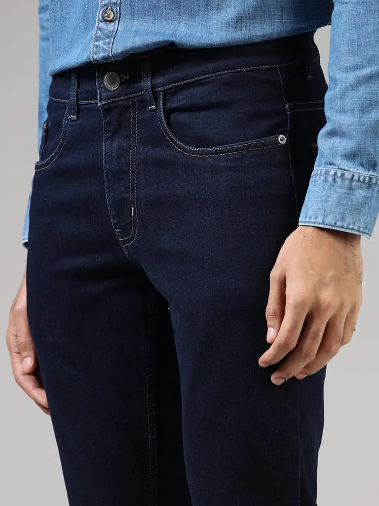 WES Casuals Navy Relaxed - Fit Mid - Rise Jeans