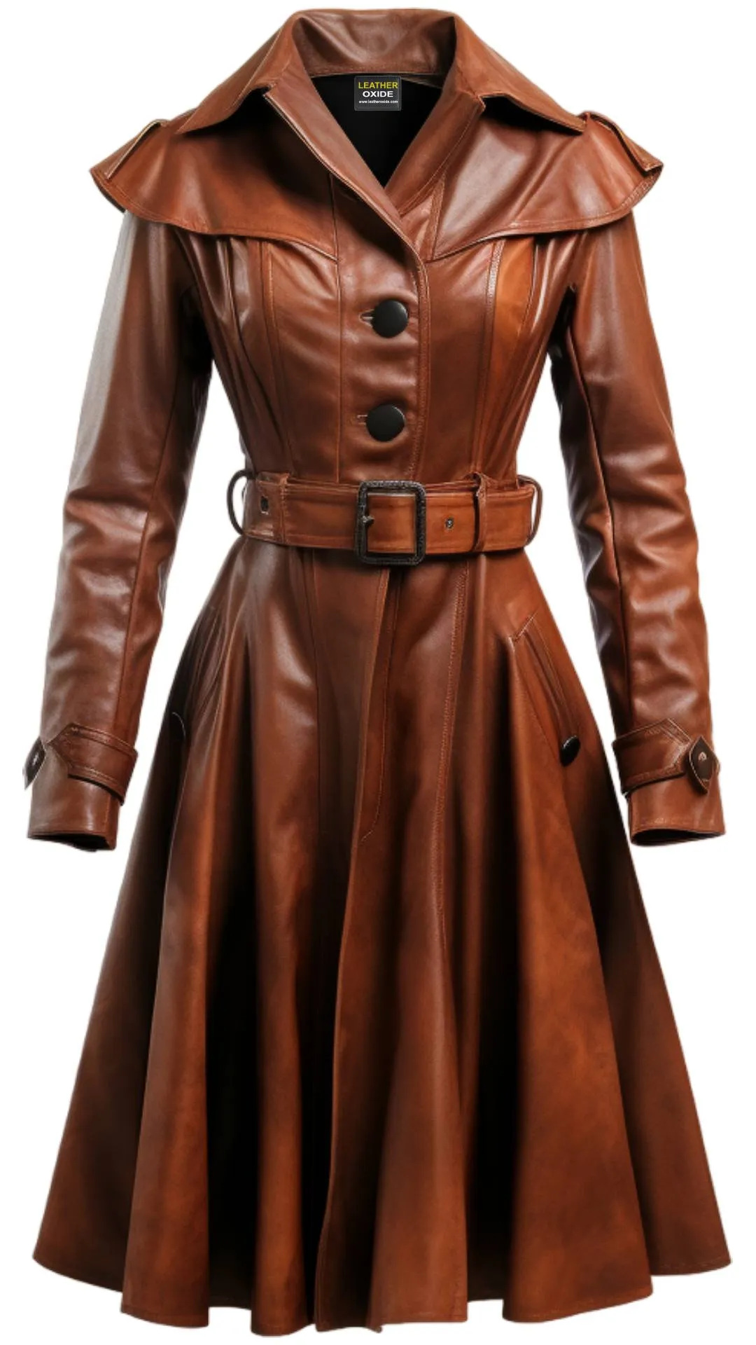 Women Vintage Brown Distressed Leather Coat - Classic Brown Leather Coat