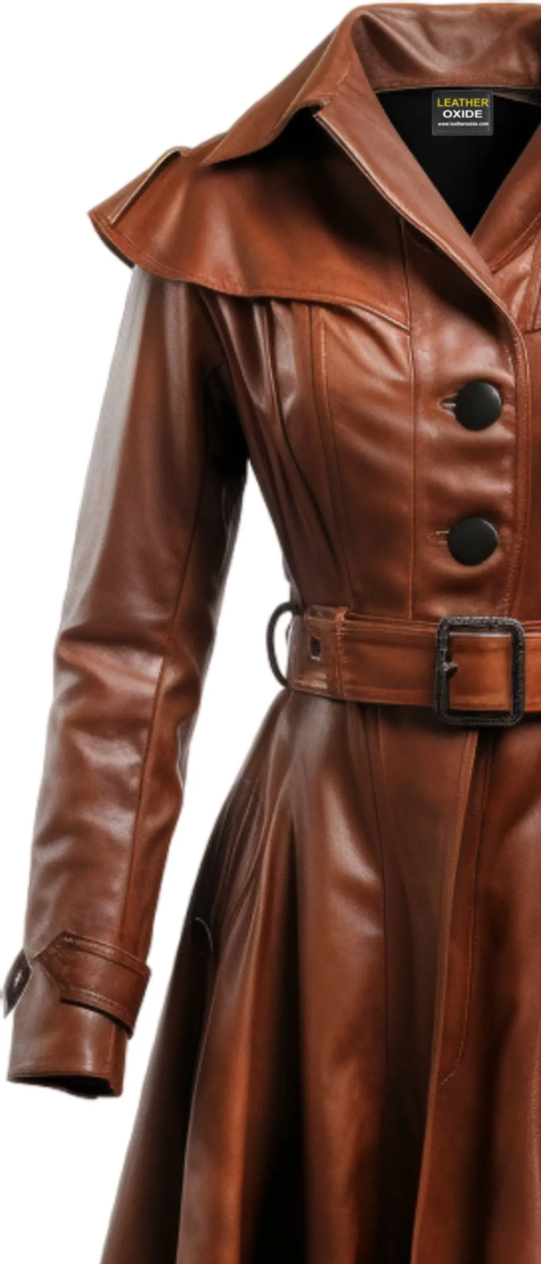 Women Vintage Brown Distressed Leather Coat - Classic Brown Leather Coat